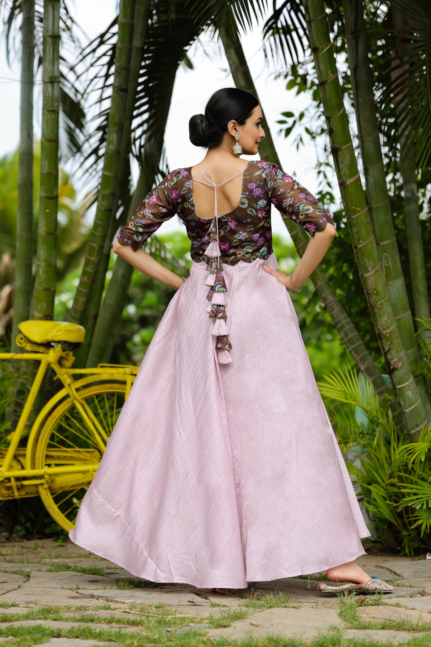 Pastel Lilac Gown with Statement Floral Print