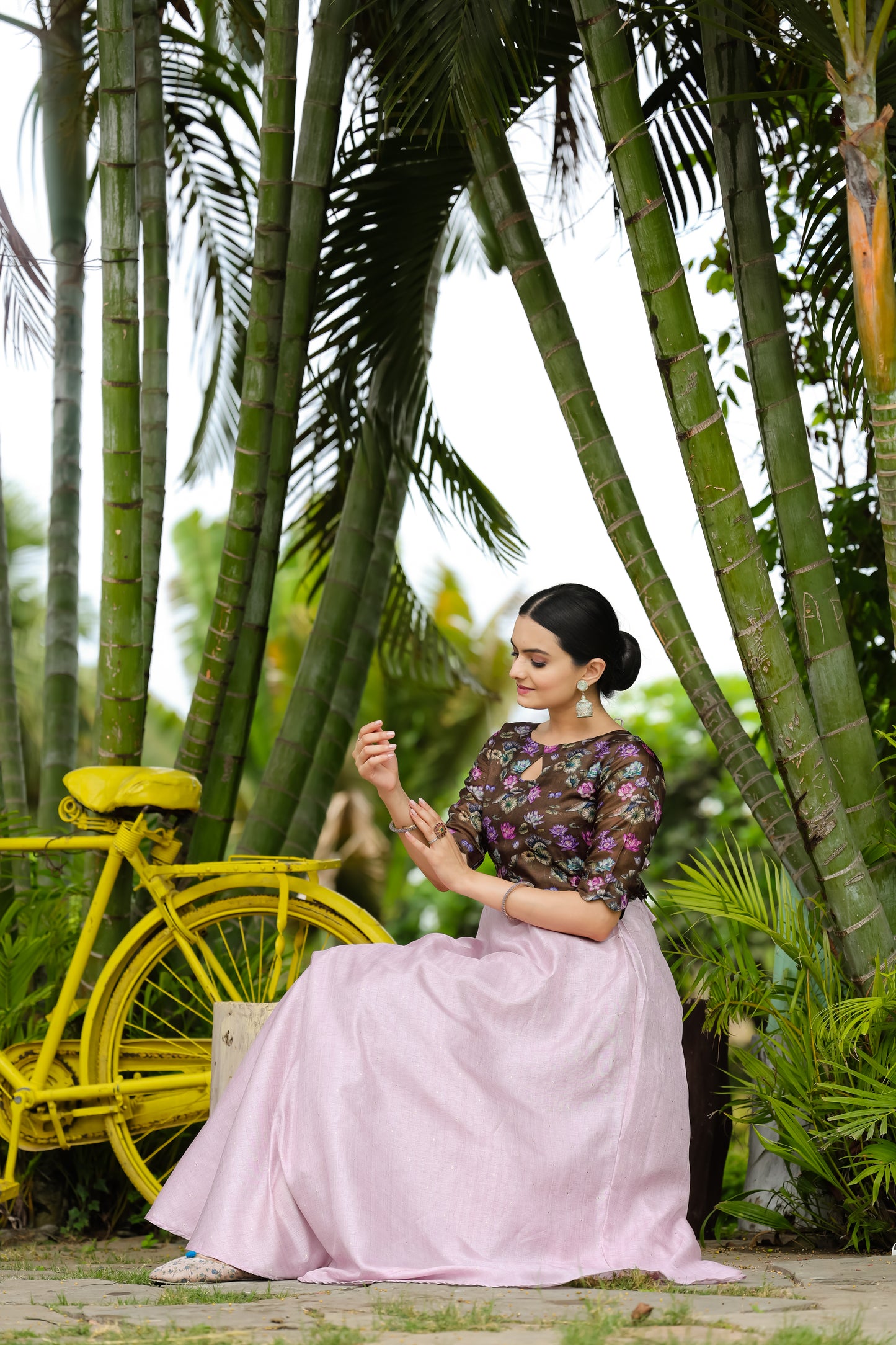 Pastel Lilac Gown with Statement Floral Print
