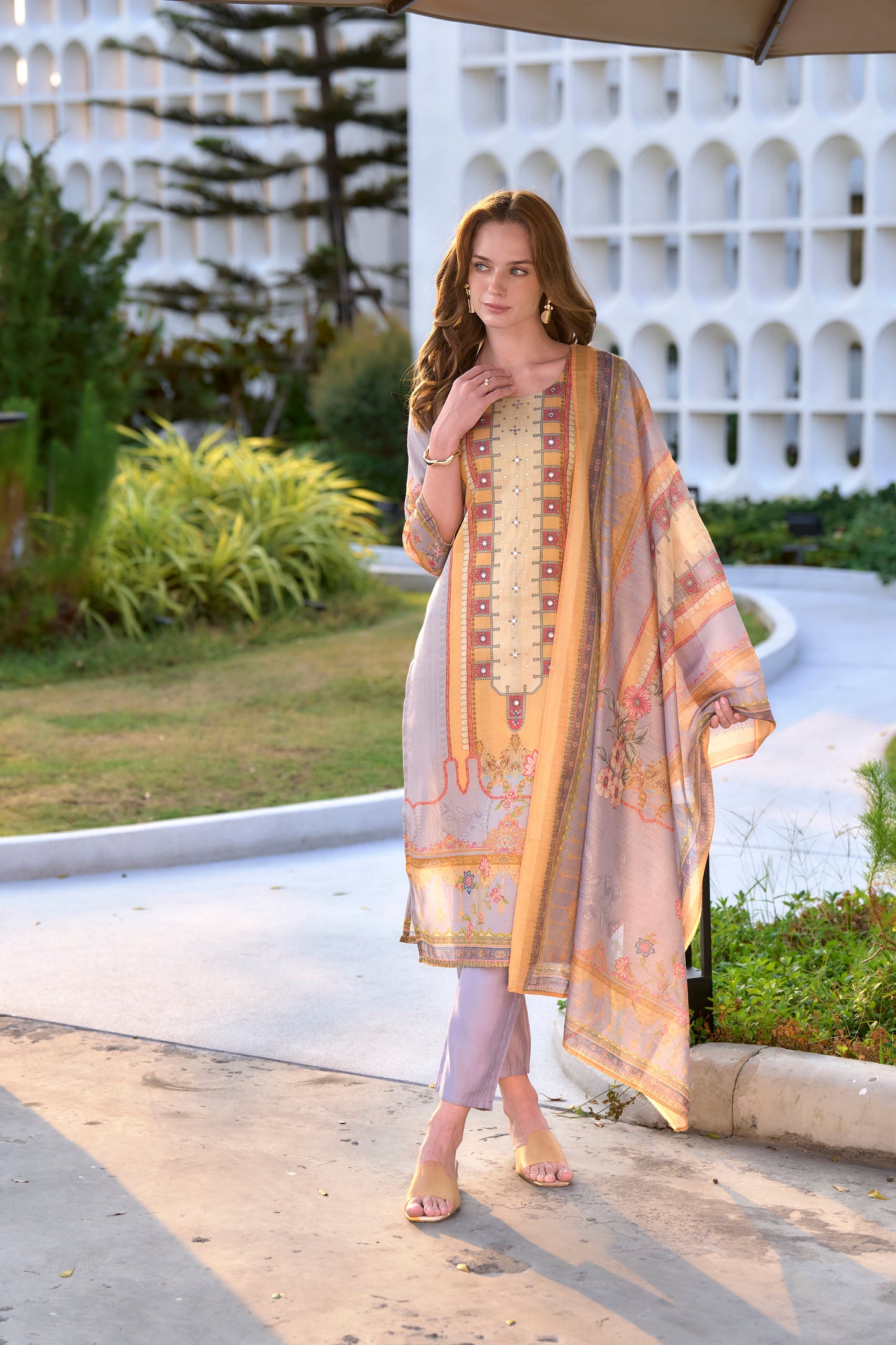 Elegant Silk Blend Embroidered Kurta Set with Dupatta | Traditional Ethnic Wear for Women