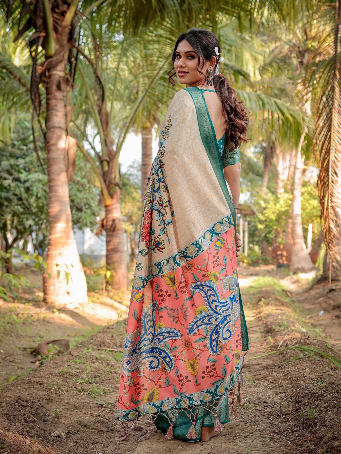 South Indian Silk Printed Design Saree With Blouse