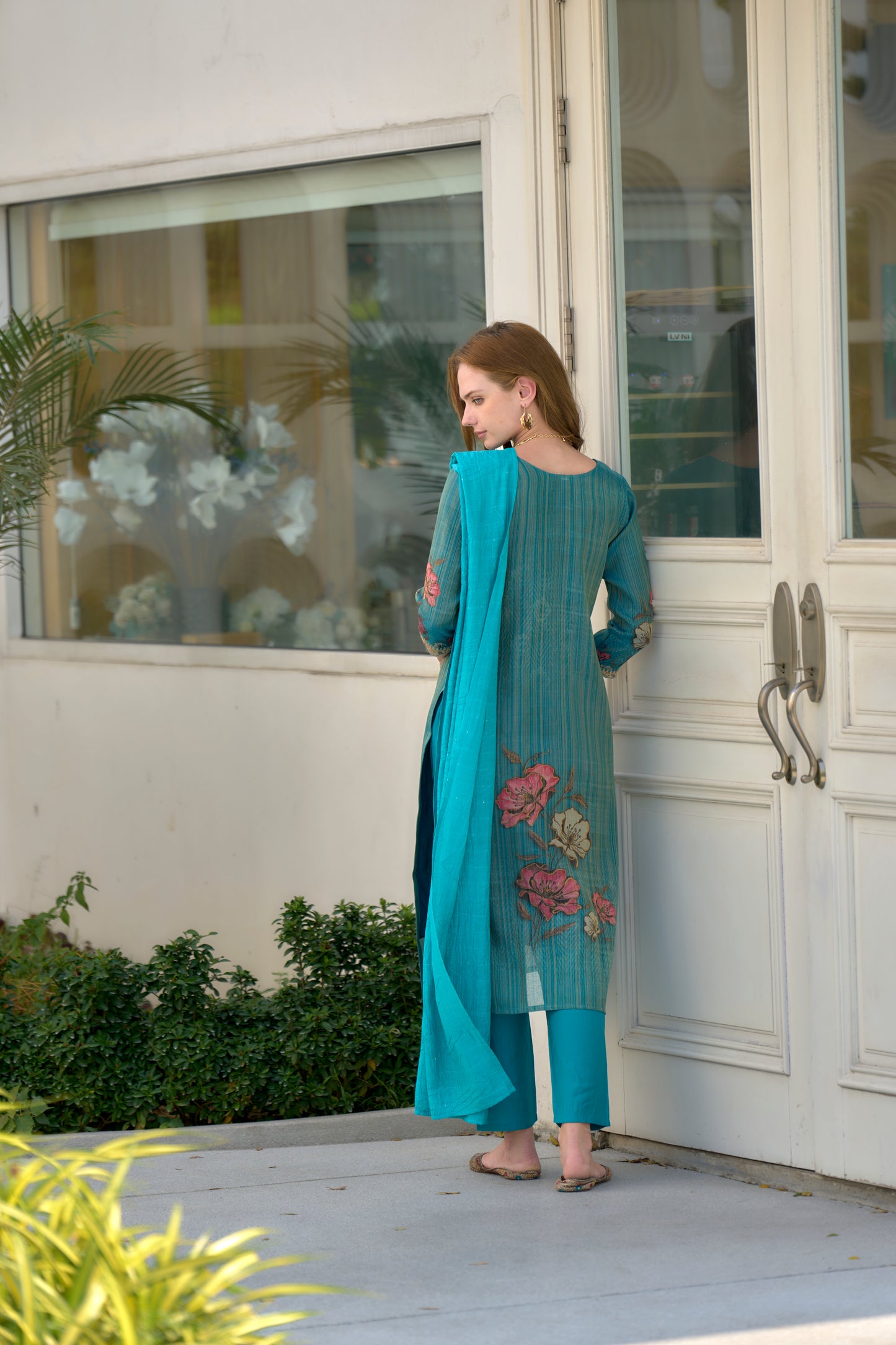 Rama Tissue Floral Embroidered Kurta Set with Viscose Dupatta & Pant