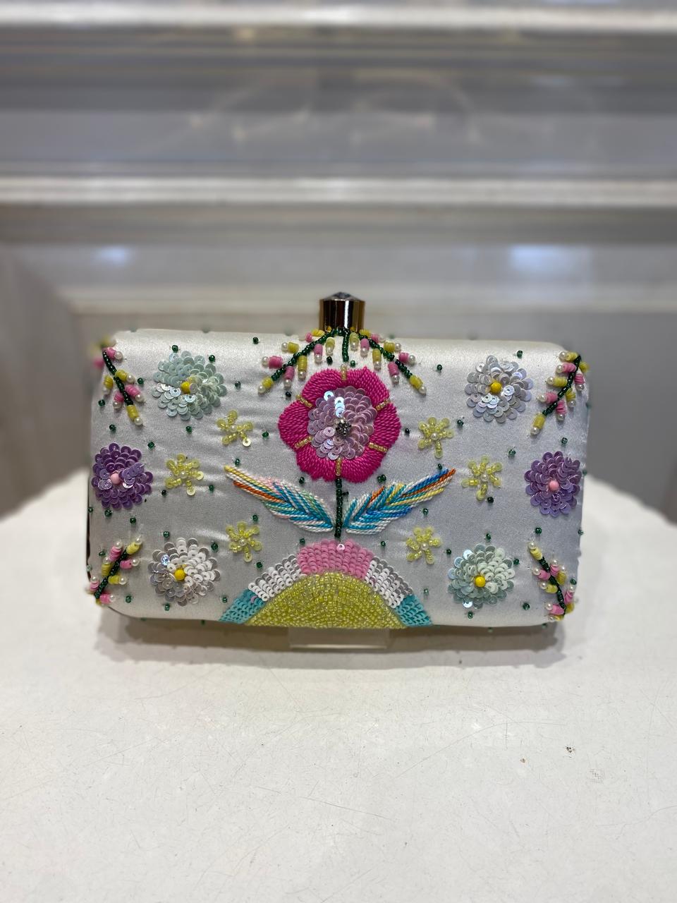 Poly Satin Clutch Bag for Women – Detachable Chain, Lightweight Party & Bridal Purse