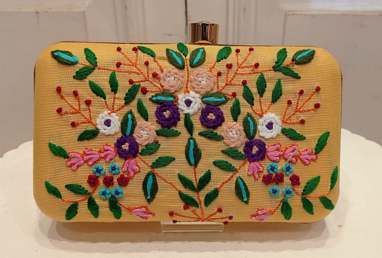 Yellow Poly Satin Clutch Bag for Women – Detachable Chain, Lightweight Party & Bridal Purse