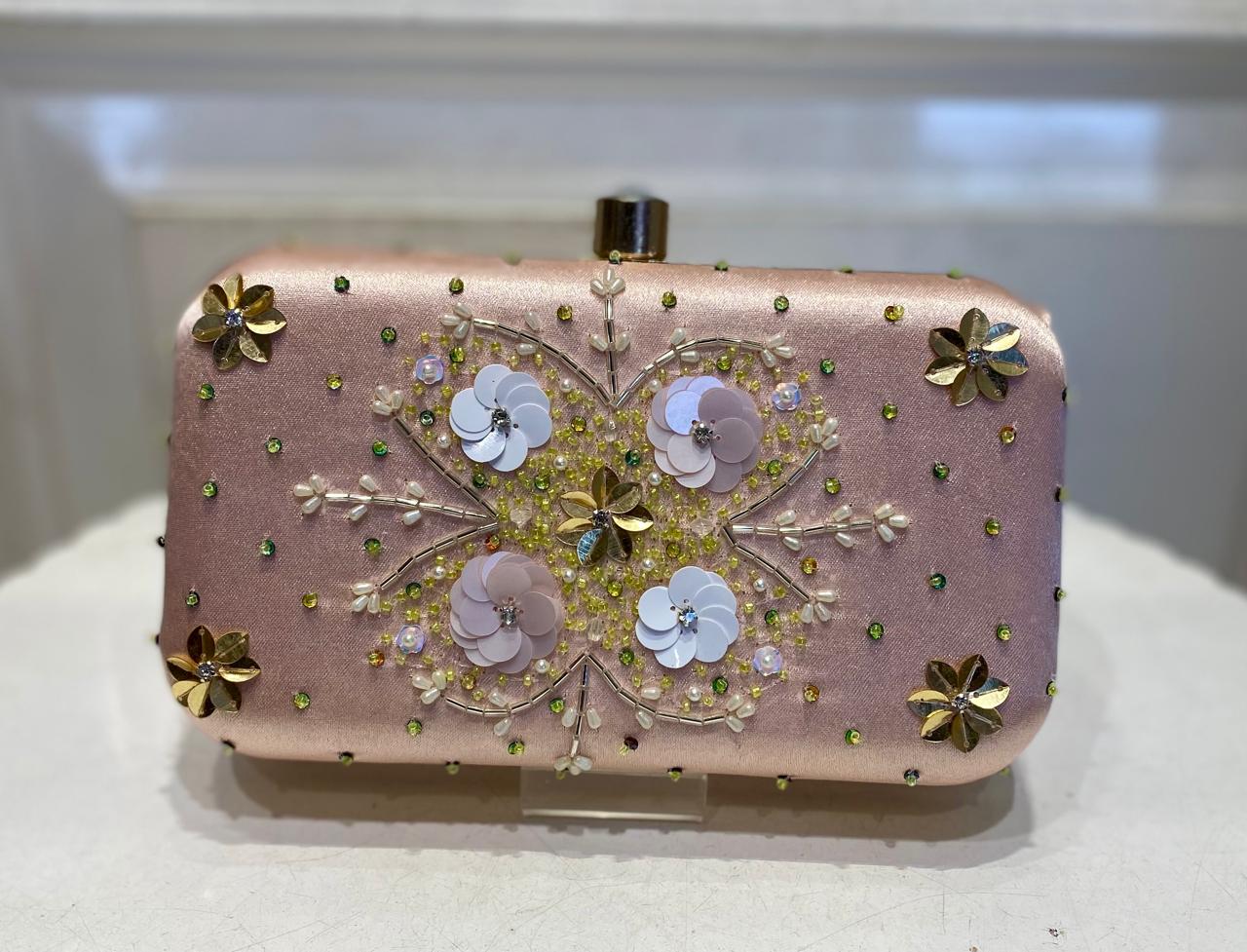 Premium Pink Poly Satin Clutch Bag for Women – Detachable Chain, Compact Bridal & Party Purse