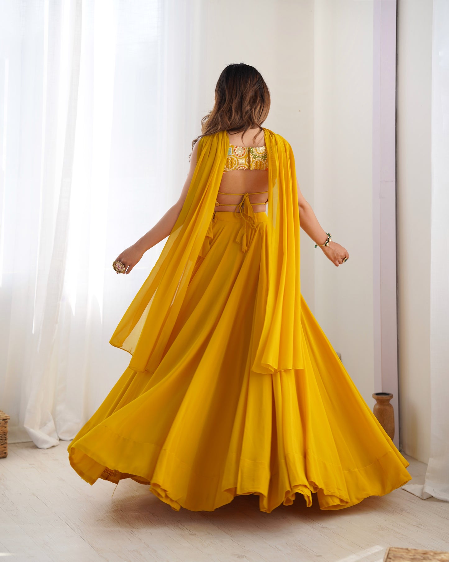 Introducing Our Exquisite Pure Soft Fox Yellow Georgette Lehenga Choli Set