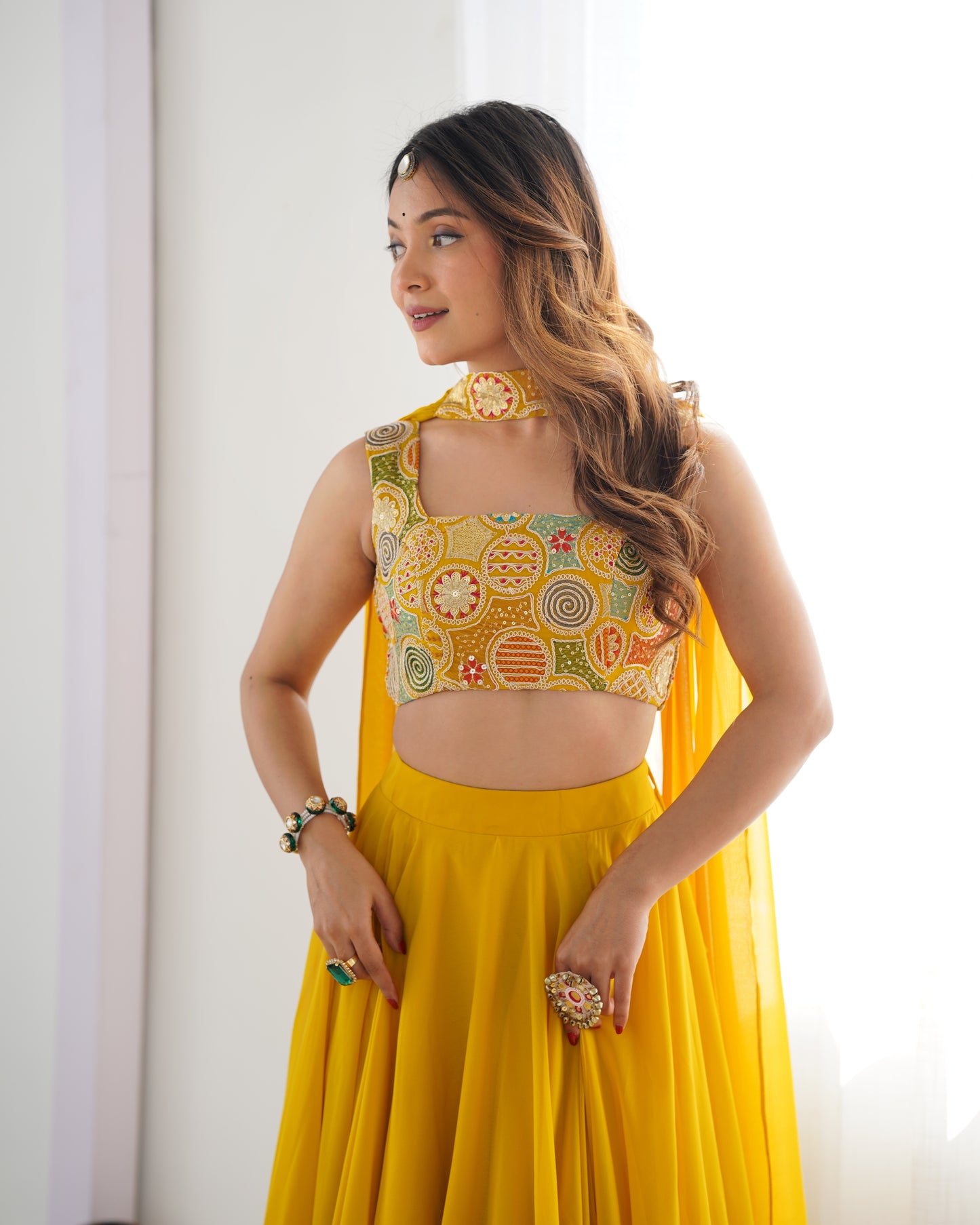 Introducing Our Exquisite Pure Soft Fox Yellow Georgette Lehenga Choli Set