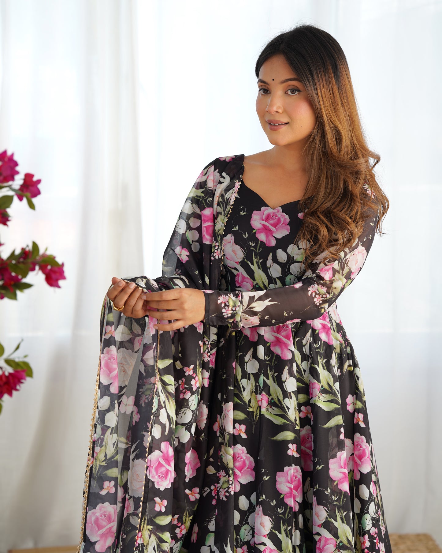Premium Organza Silk Anarkali Gown Set with Dupatta