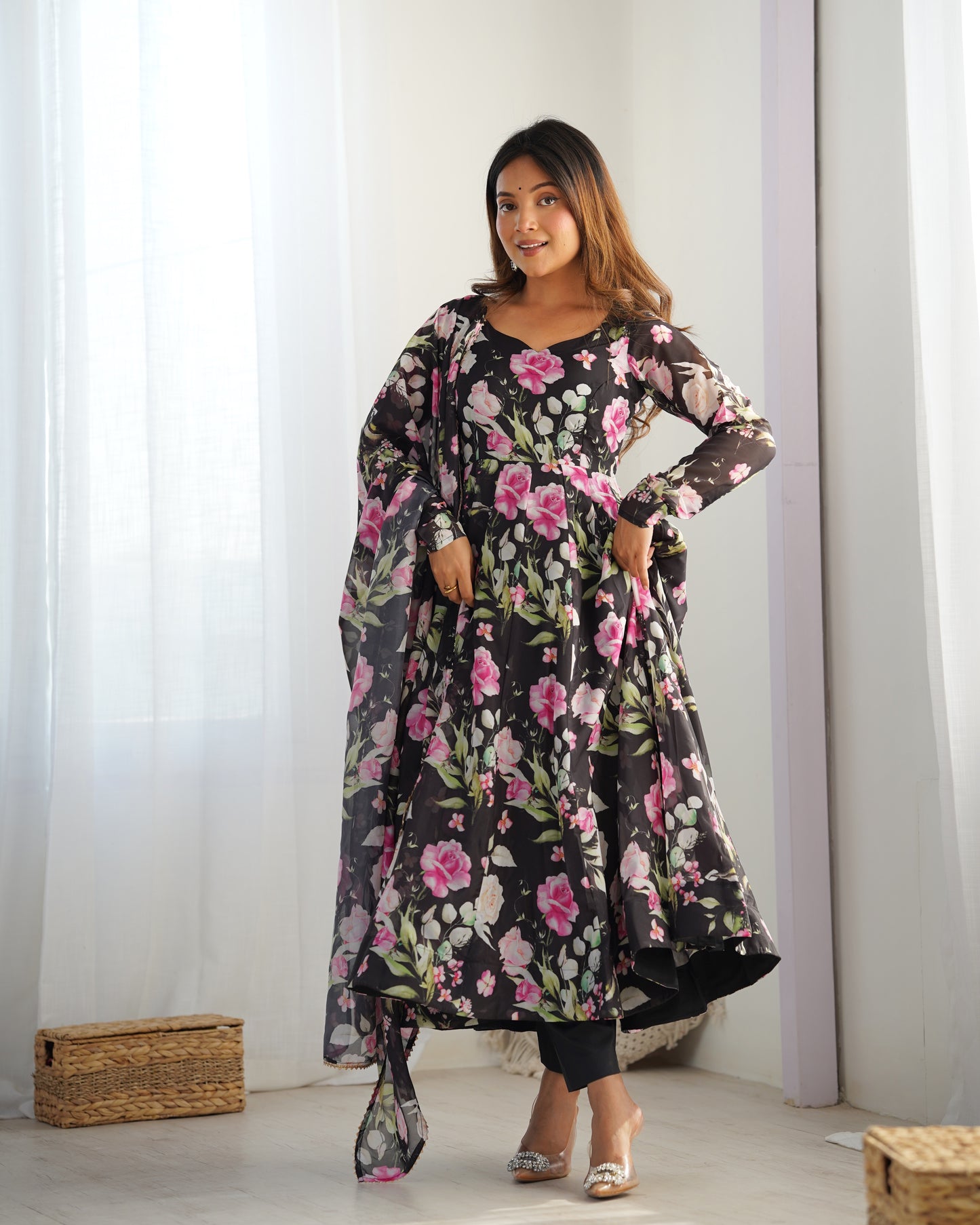 Premium Organza Silk Anarkali Gown Set with Dupatta