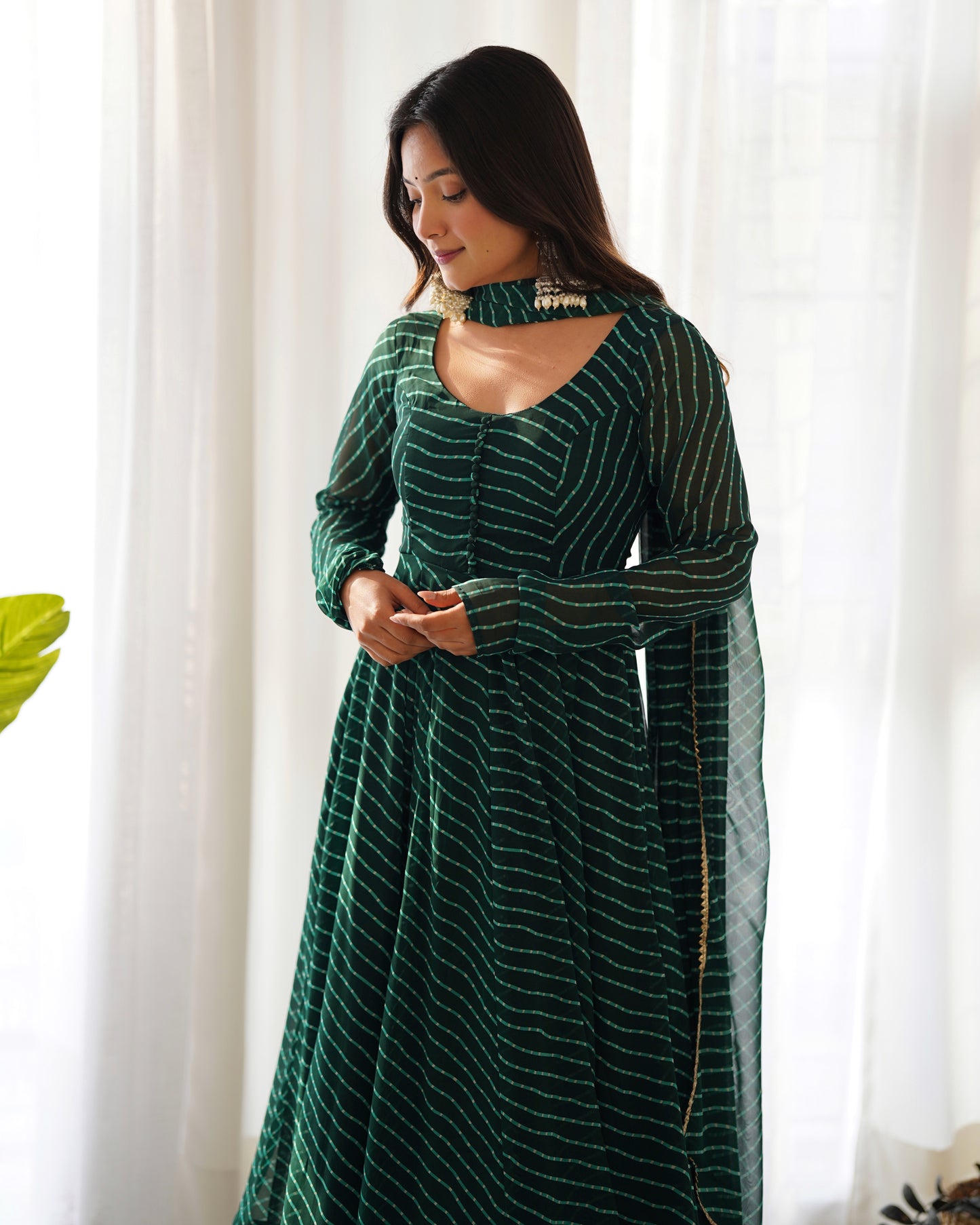 Georgette Silk Laheriya Print Anarkali By Stylish Ethnic