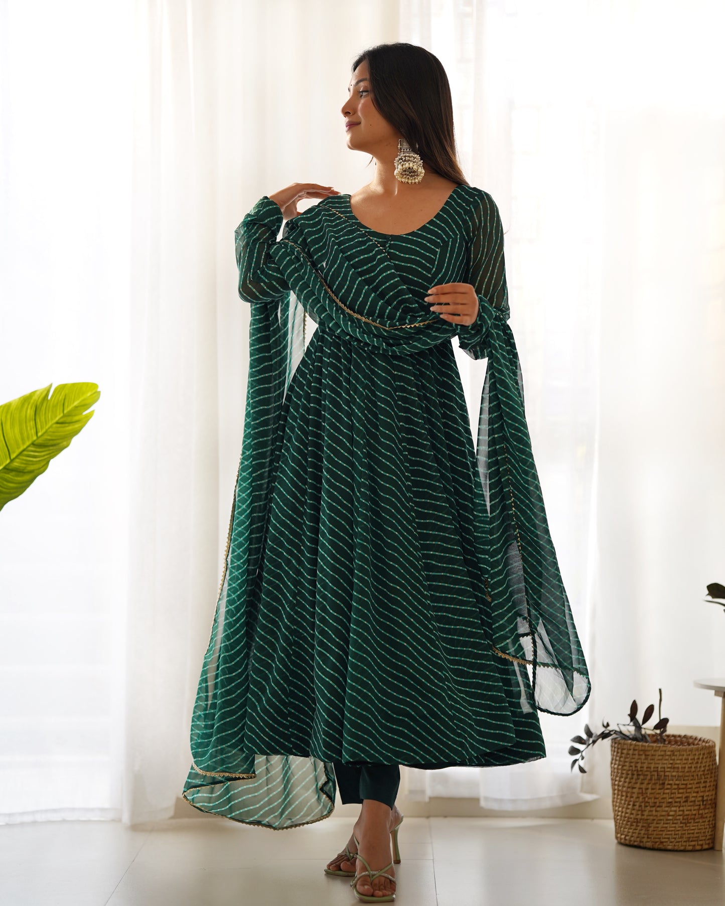 Georgette Silk Laheriya Print Anarkali By Stylish Ethnic
