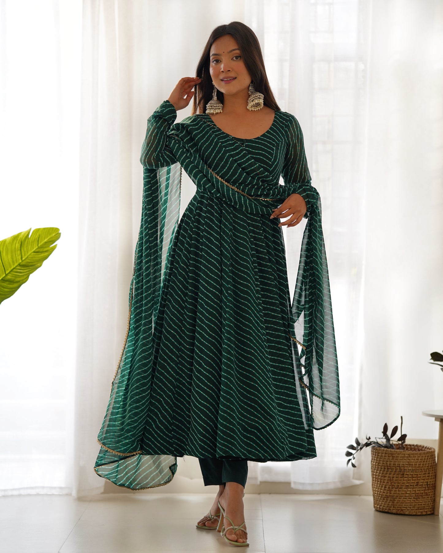 Georgette Silk Laheriya Print Anarkali By Stylish Ethnic