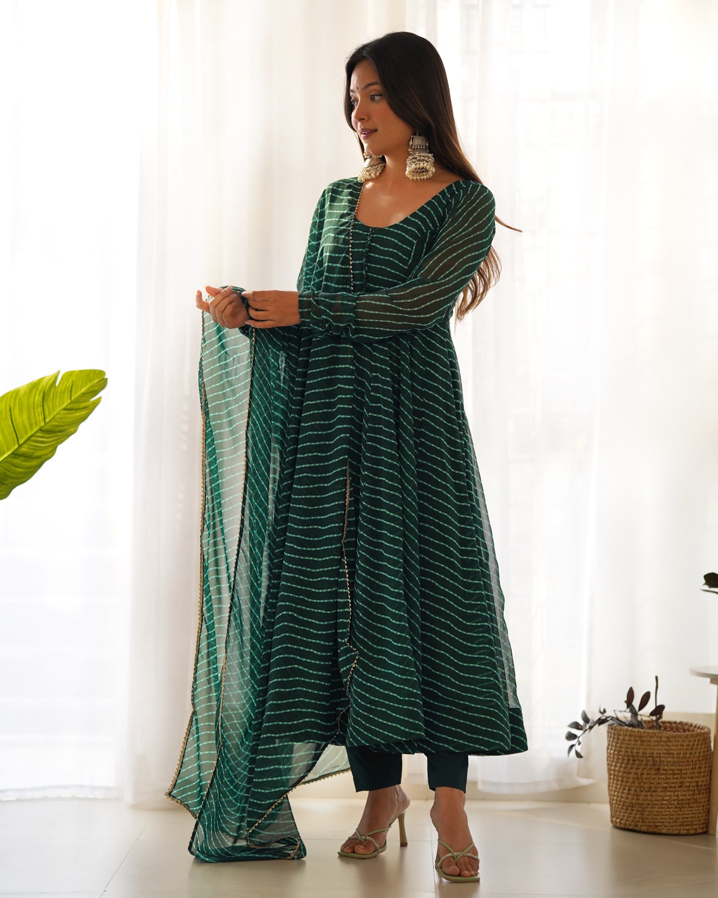 Georgette Silk Laheriya Print Anarkali By Stylish Ethnic