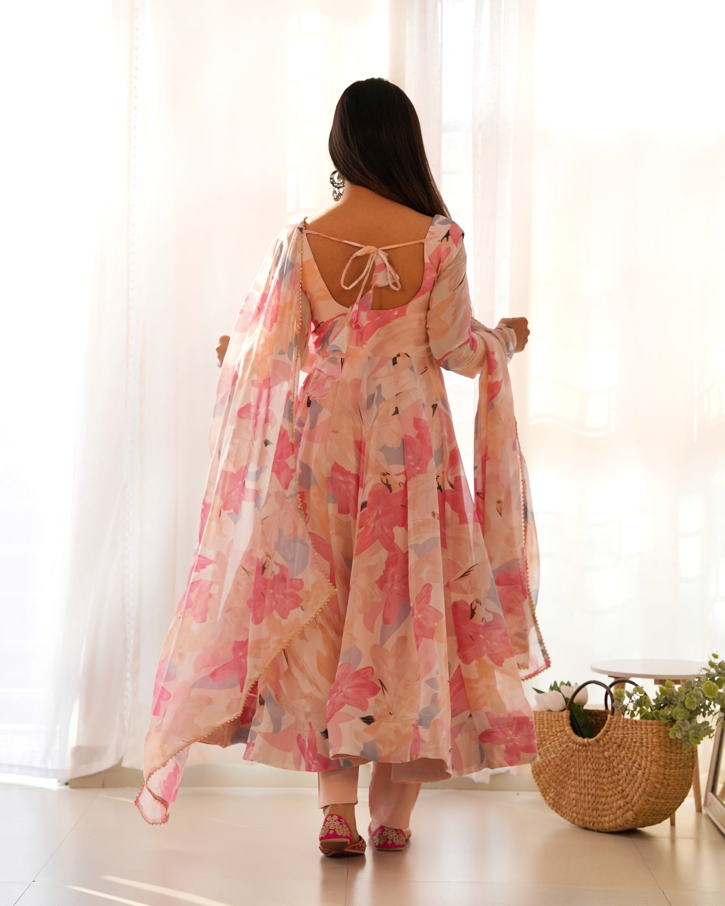 Multicolor Floral Print Faux Georgette Kurta Set By Stylish Ethnic