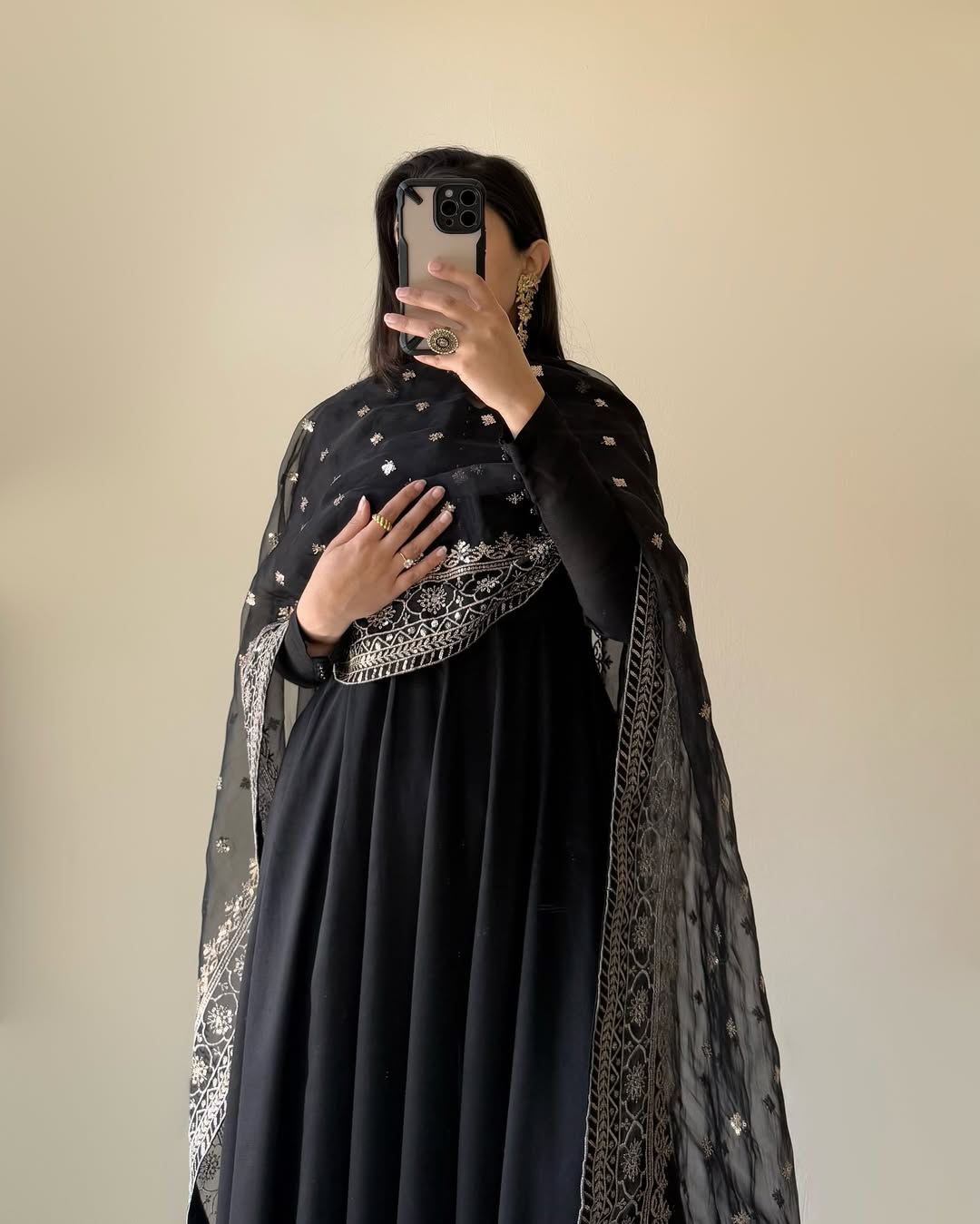 Stylish Pure Fox Georgette Kurta Set with Potli Button Detailing and Dupatta