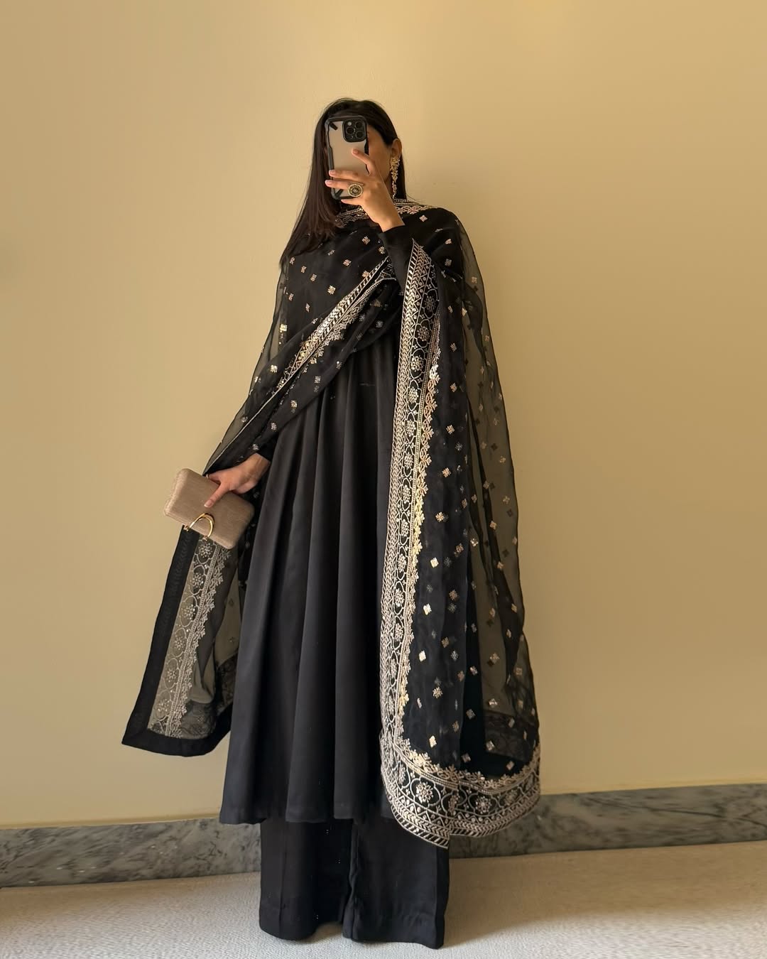 Stylish Pure Fox Georgette Kurta Set with Potli Button Detailing and Dupatta