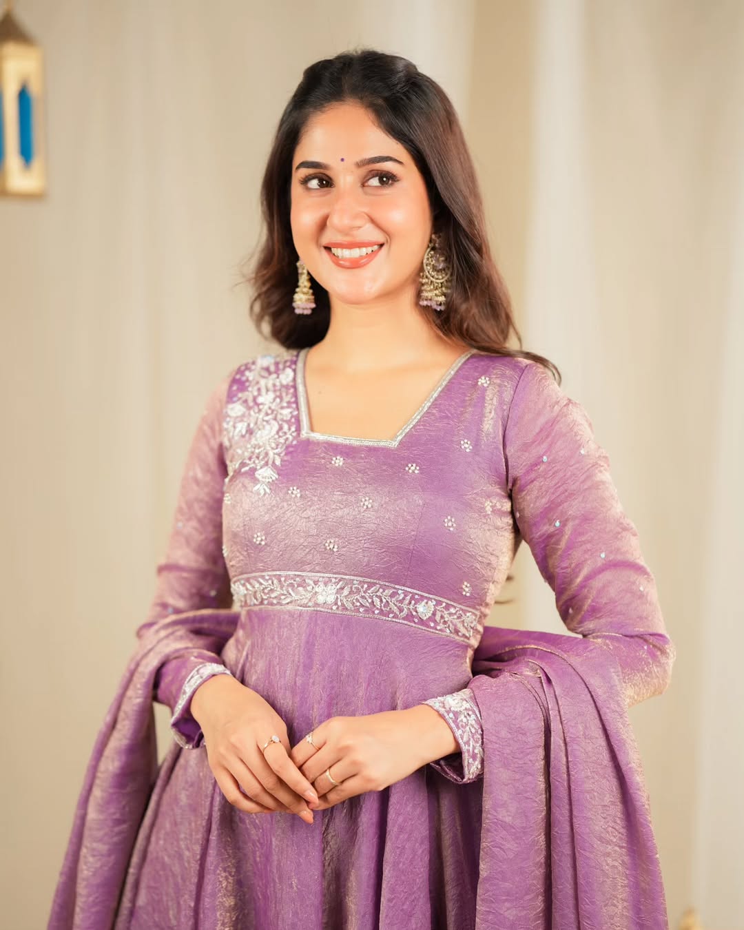 Luxury Heavy Goldcrush Silk Gown with Embroidery Sequins & Rivet Moti Work – Fully Stitched