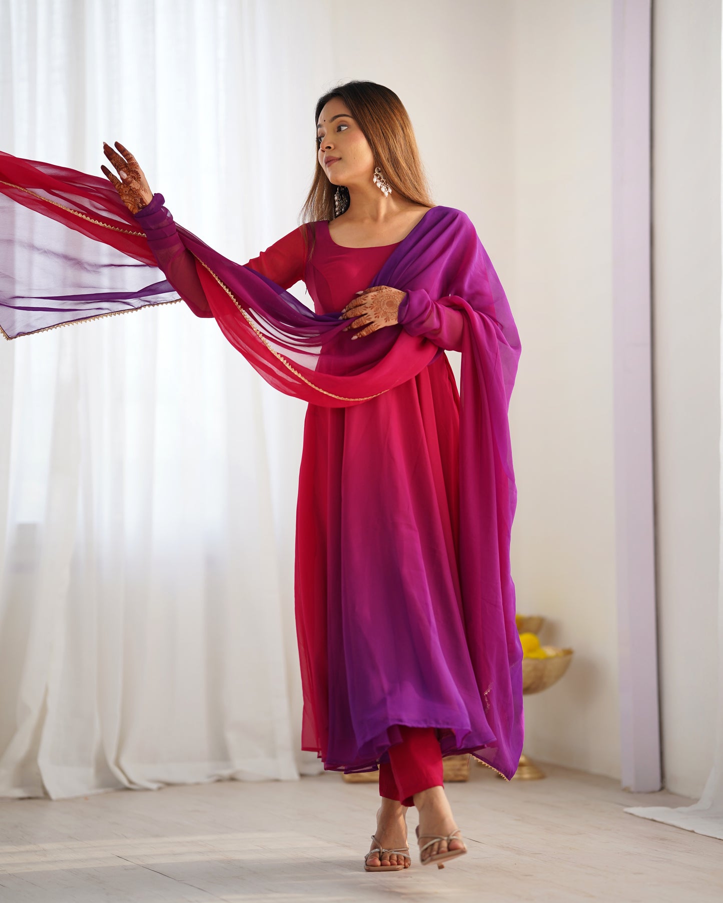Elegant Heavy Pure Soft Fox Georgette Anarkali Suit with Colorful Padding and Dupatta