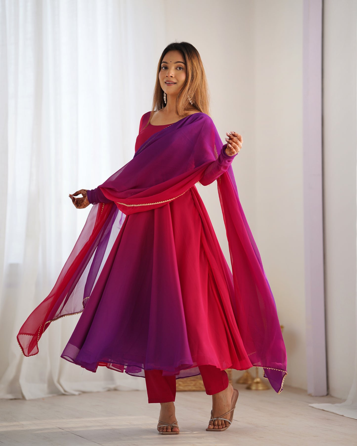 Elegant Heavy Pure Soft Fox Georgette Anarkali Suit with Colorful Padding and Dupatta
