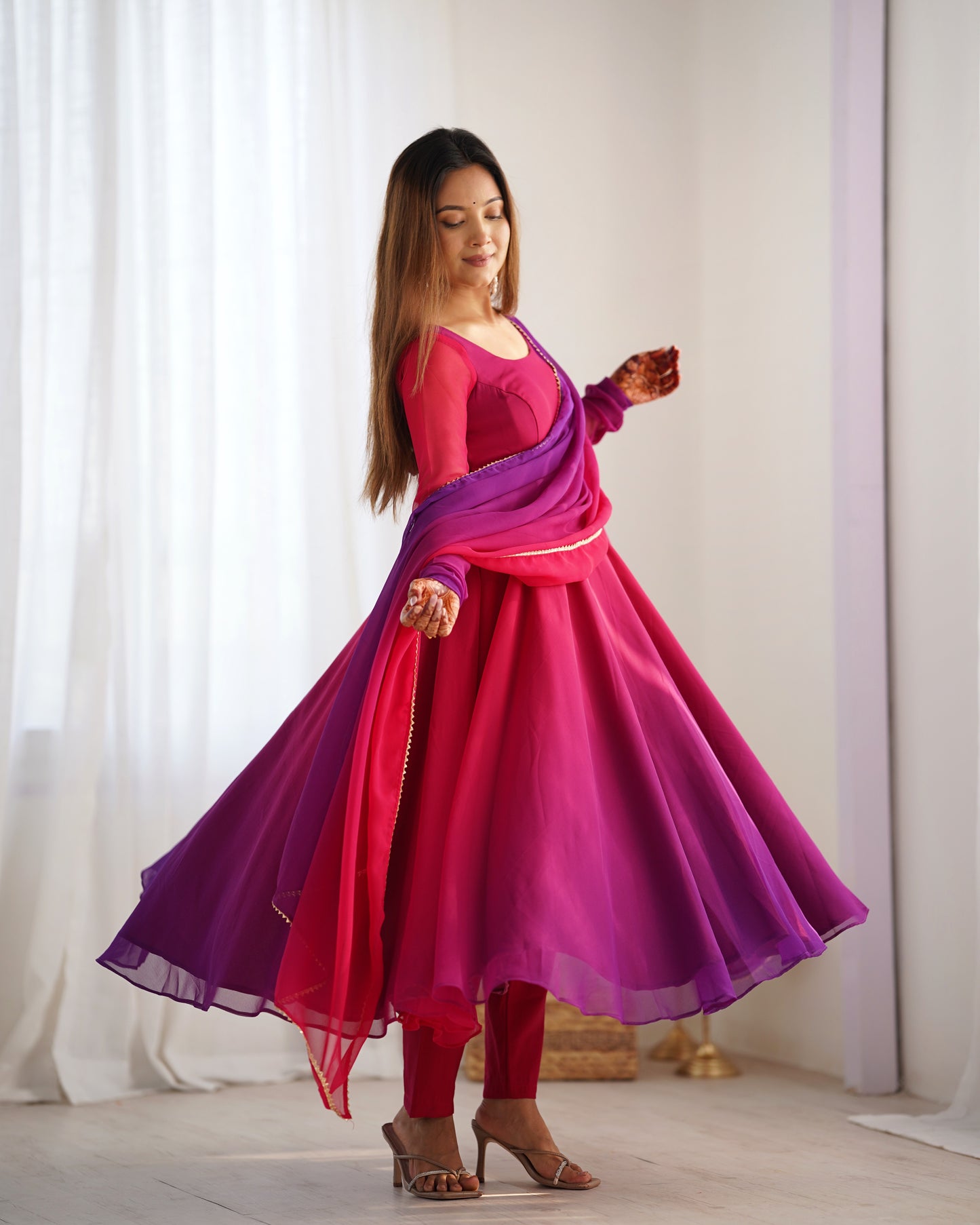 Elegant Heavy Pure Soft Fox Georgette Anarkali Suit with Colorful Padding and Dupatta