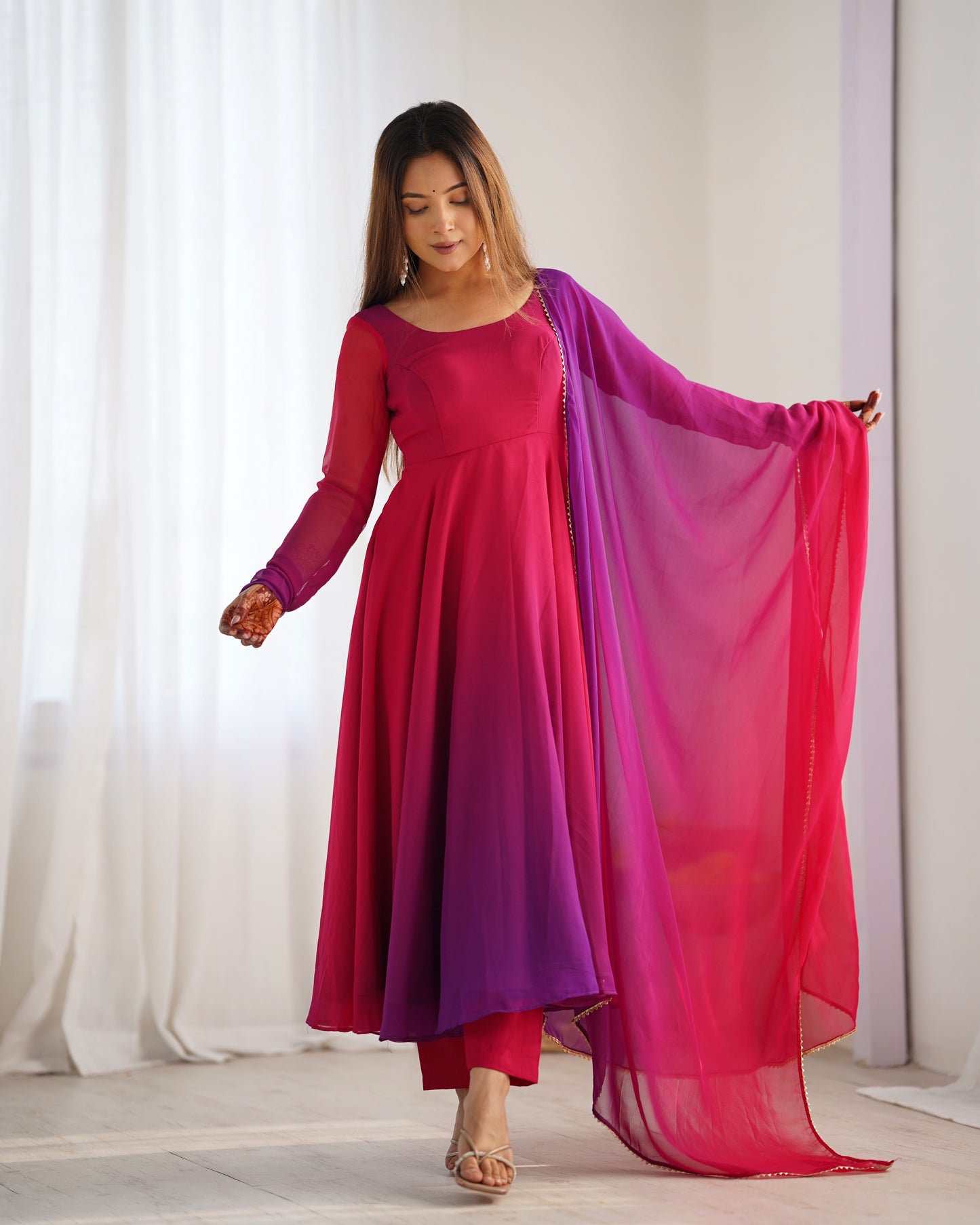 Elegant Heavy Pure Soft Fox Georgette Anarkali Suit with Colorful Padding and Dupatta