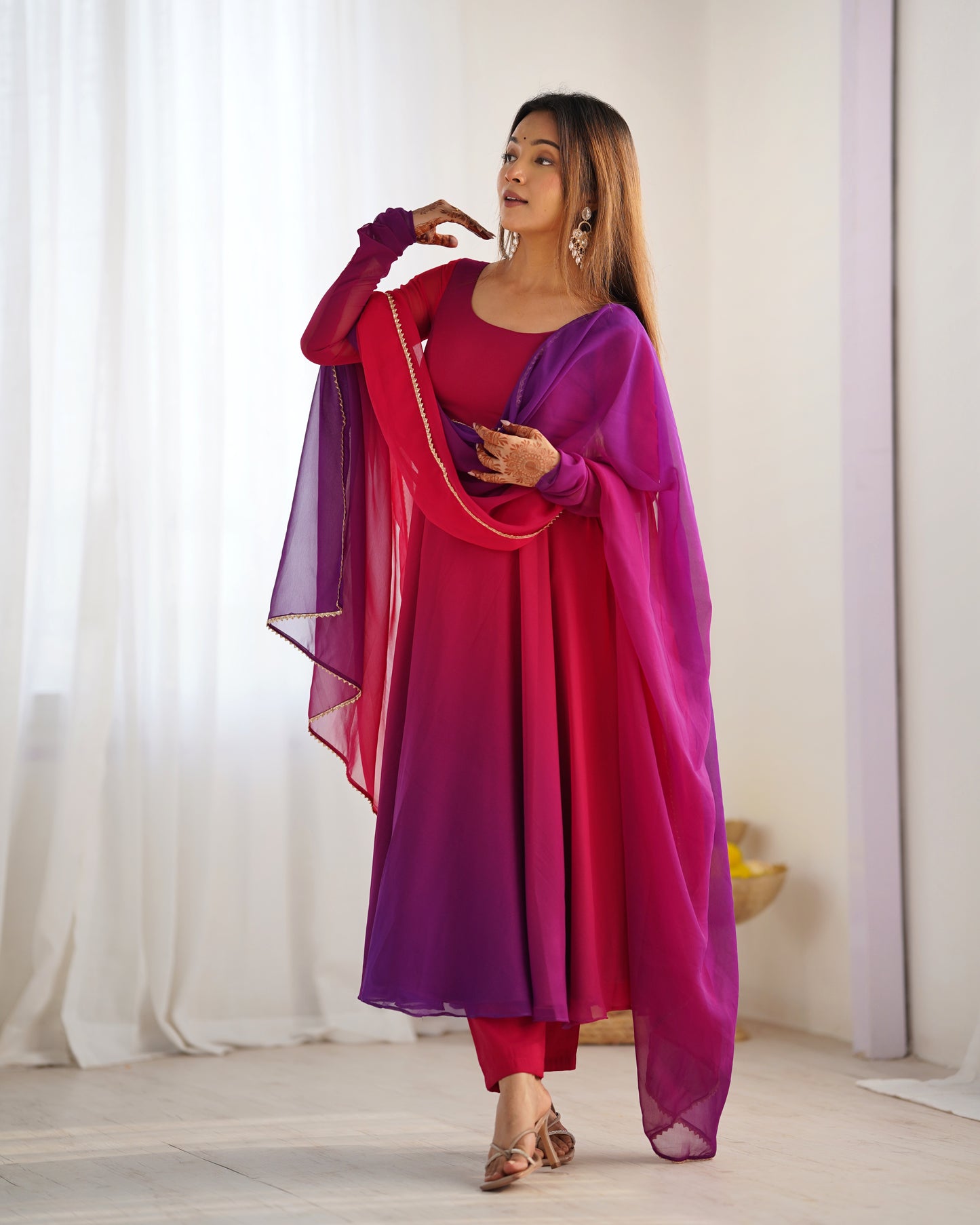 Elegant Heavy Pure Soft Fox Georgette Anarkali Suit with Colorful Padding and Dupatta