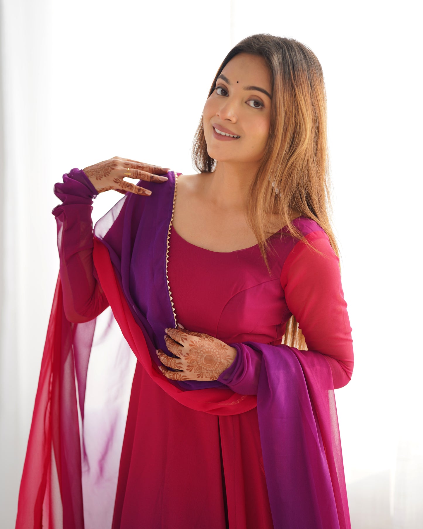 Elegant Heavy Pure Soft Fox Georgette Anarkali Suit with Colorful Padding and Dupatta