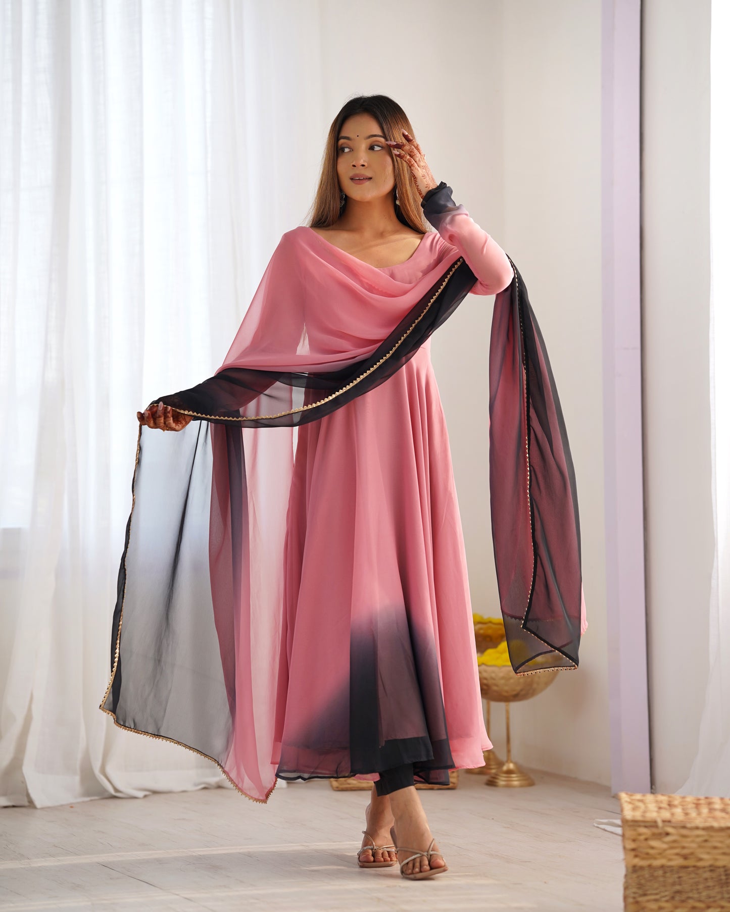 Elegant Heavy Pure Soft Fox Georgette Anarkali Suit with Colorful Padding and Dupatta