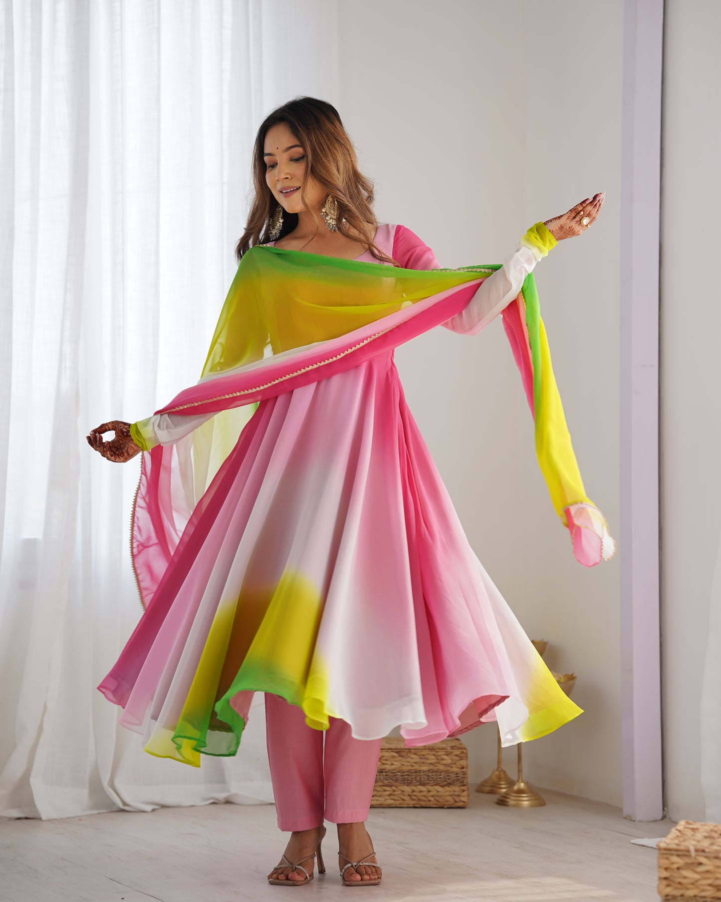 Elegant Heavy Pure Soft Fox Georgette Anarkali Suit with Colorful Padding and Dupatta