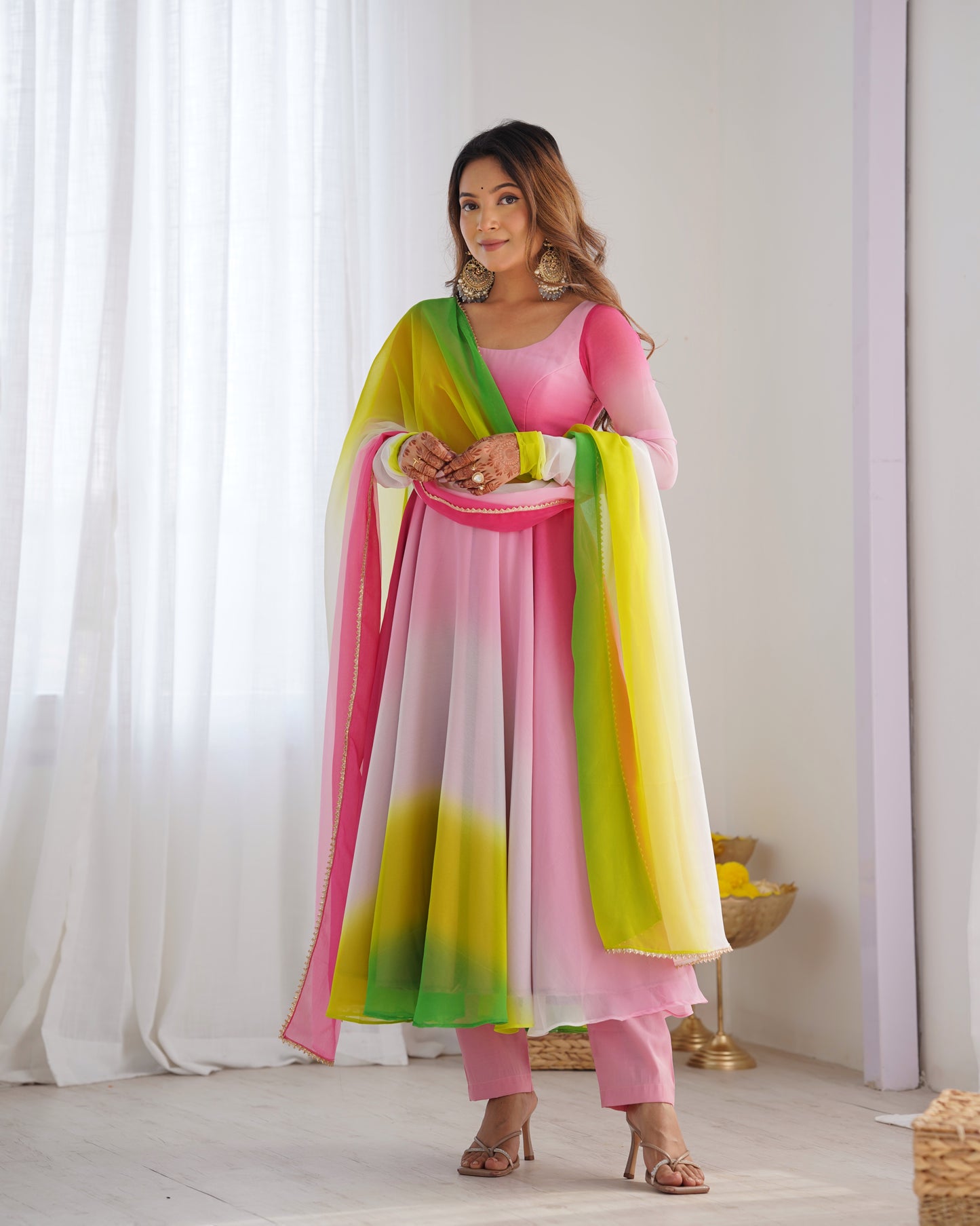 Elegant Heavy Pure Soft Fox Georgette Anarkali Suit with Colorful Padding and Dupatta