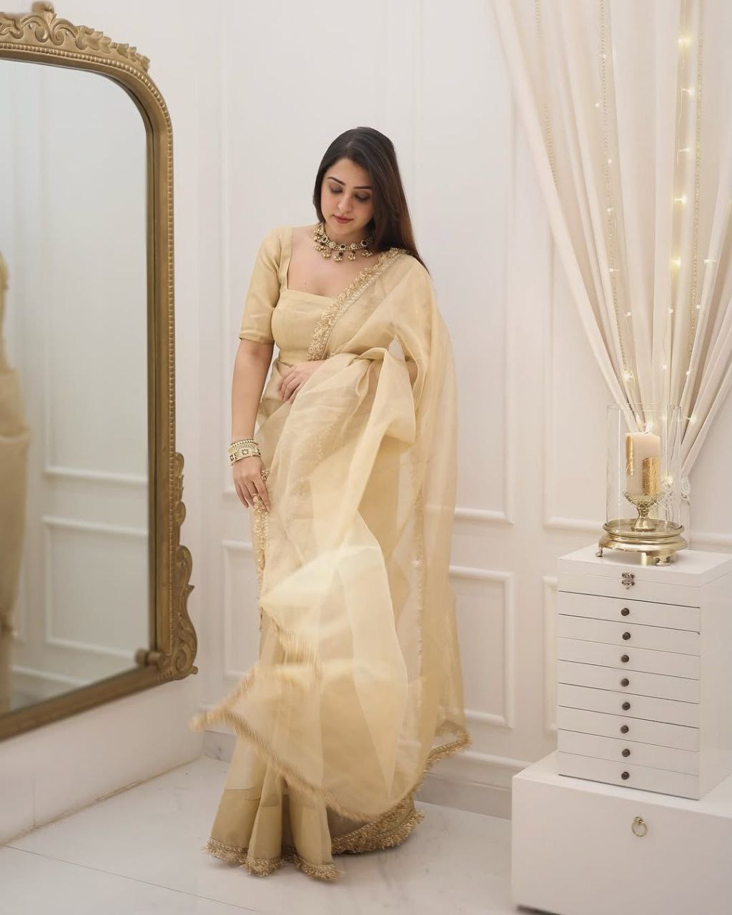 Goldy Crazy Saree with Micro Inner and Matching Blouse