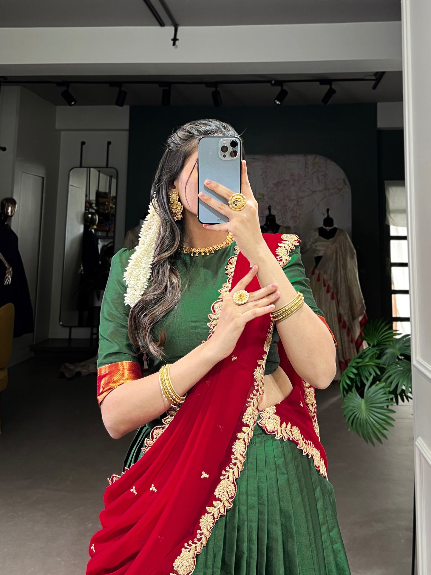 Narayan Pattu Zari Woven Green Lehenga Set with Embroidered Georgette Dupatta