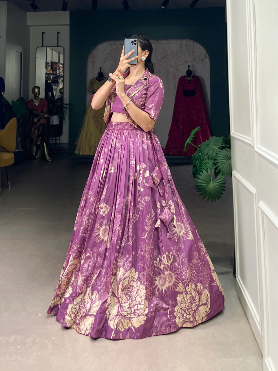 Purple Color Floral Printed Stylish Designer Lehenga choli