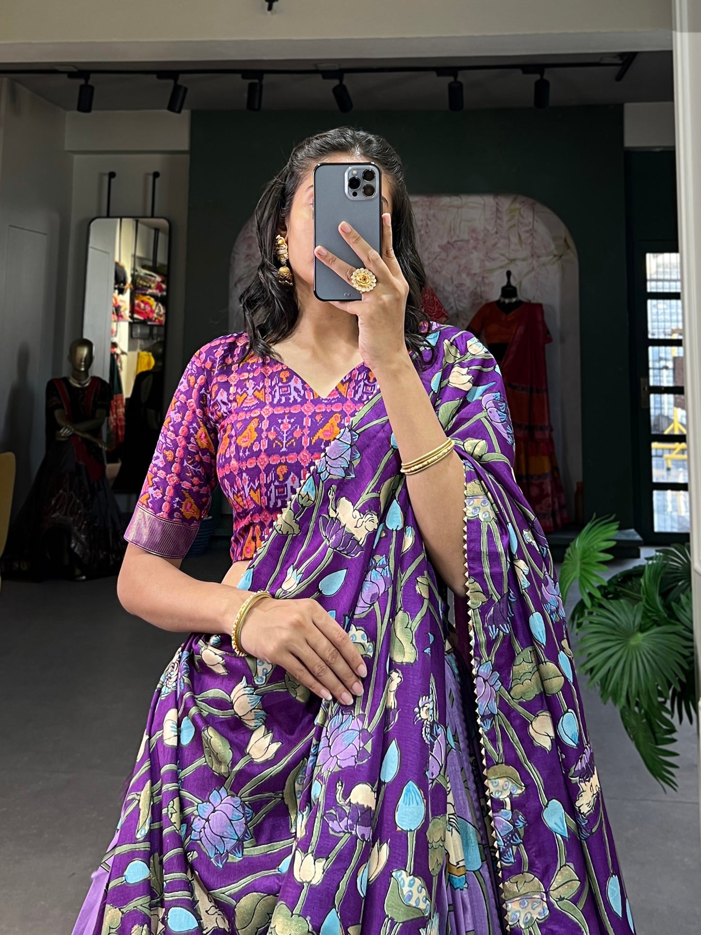 Tussar Silk Patola Print Lavender Lehenga Choli