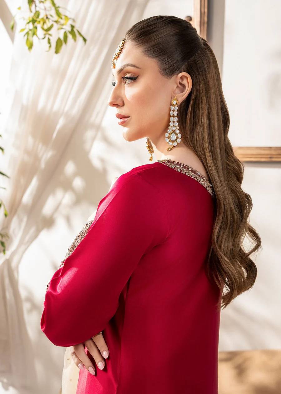 Red And Light Beach Colour Designer Suit
