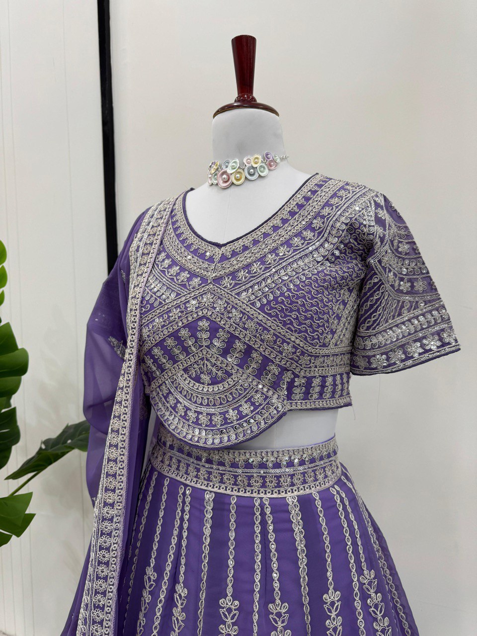 Luxurious Faux Georgette Lehenga Set with Coding Dori & Sequins Work, Embroidered Blouse & Designer Dupatta