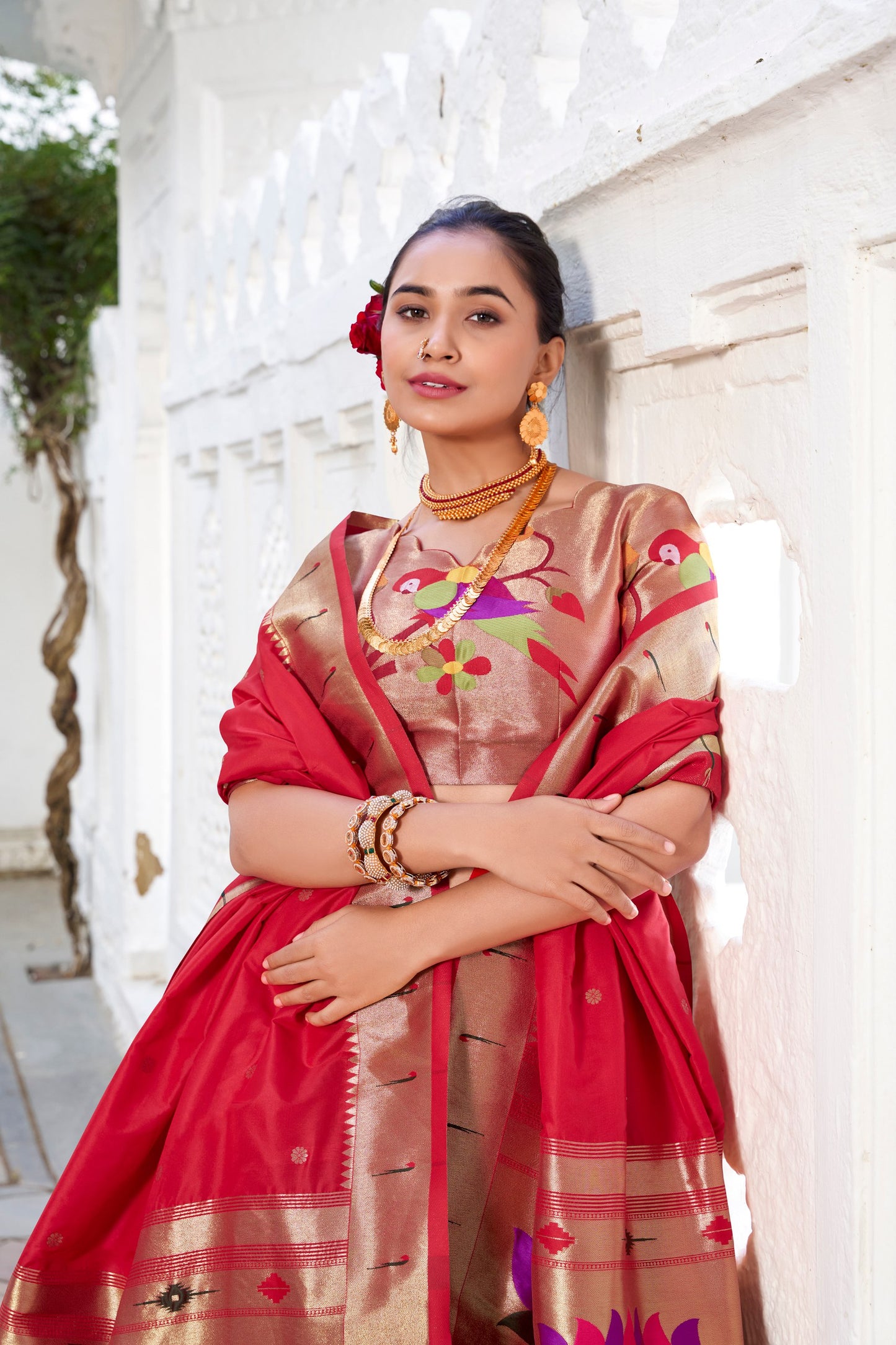 Green Vichitra Silk Lehenga Set | Paithni Border | Traditional Festive & Wedding Wear