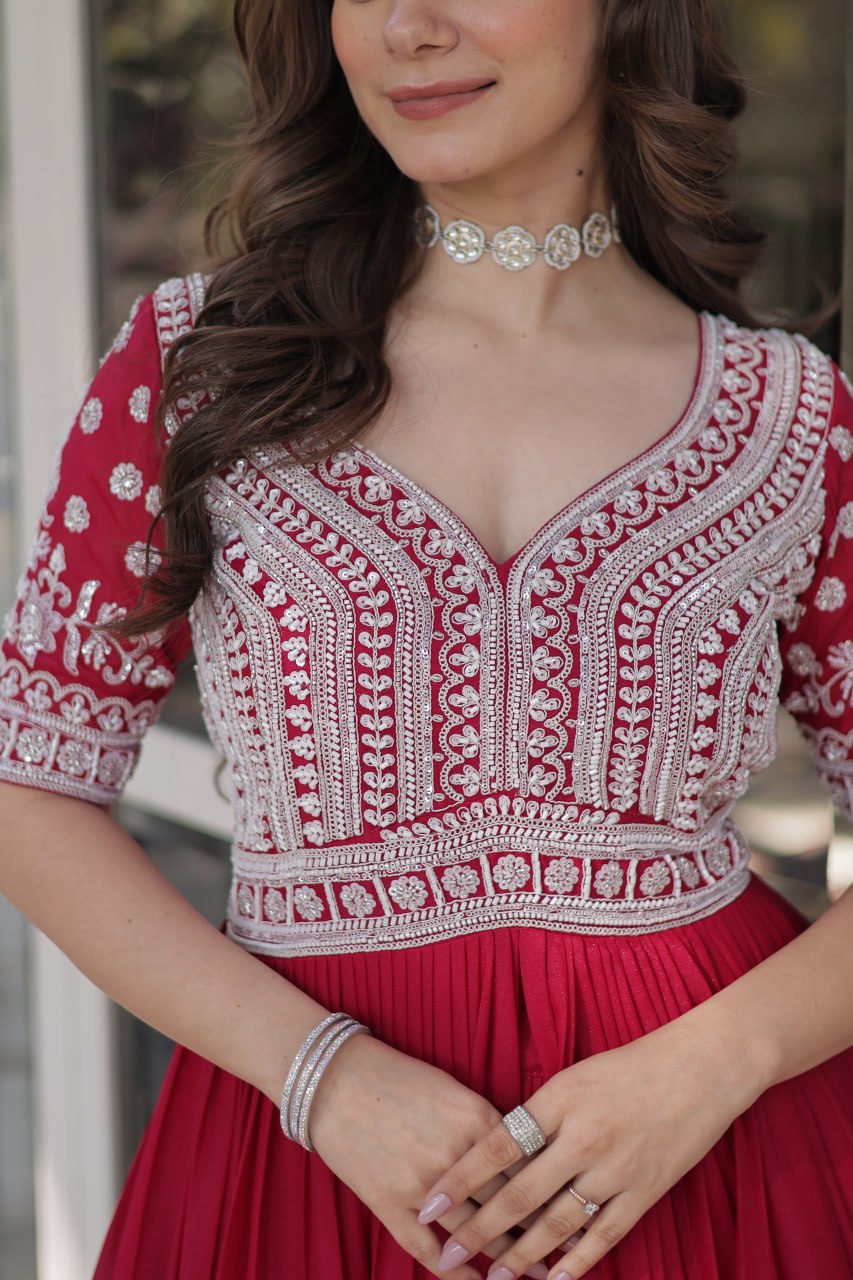 Designer Star Georgette Pink Kurti with Lehenga Set Embellished with Beads and Sequins Work