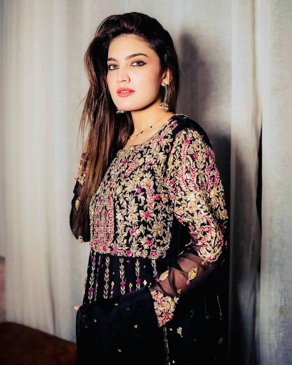 Black Fox Georgette Embroidered Suit Set with Dupatta
