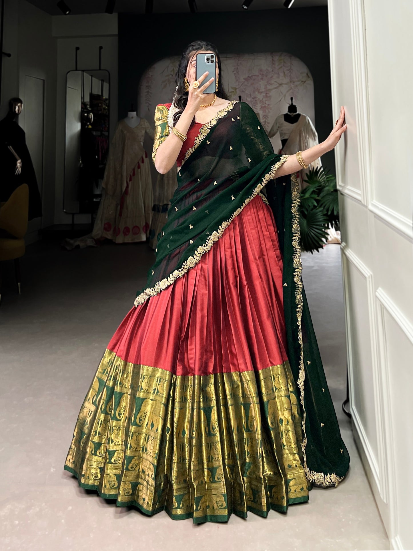 Narayan Pattu Zari Woven Black Lehenga Set with Embroidered Georgette Dupatta