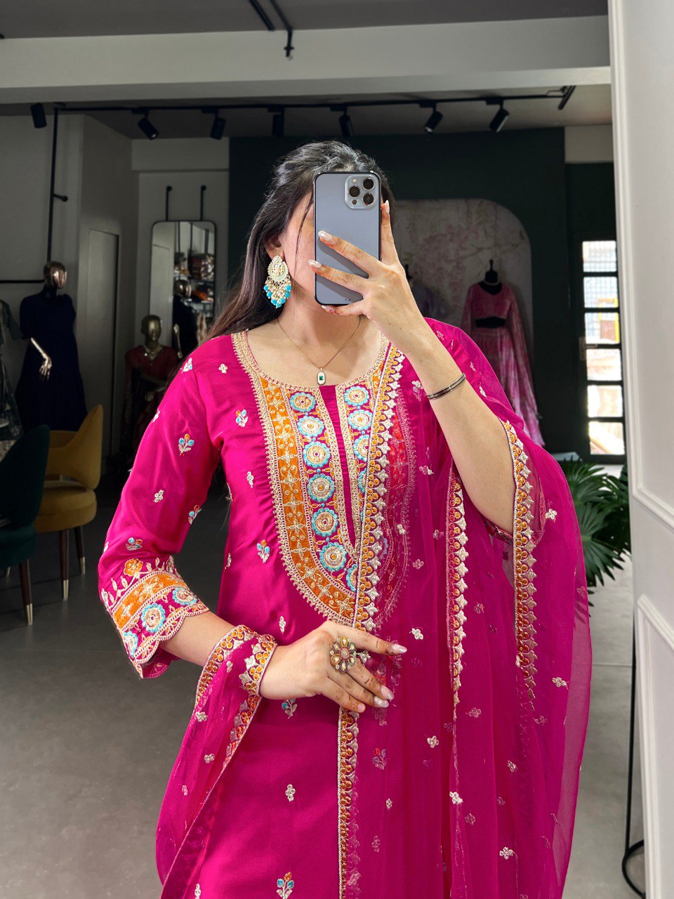 Sequins Thread Embroidered Silk Royal Style Sharara Set Of 3