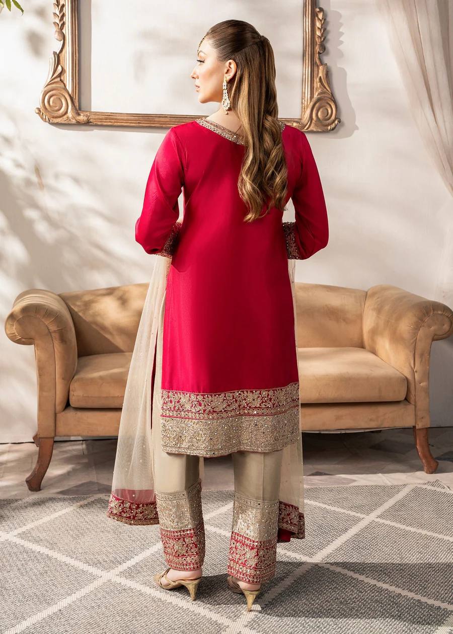Red And Light Beach Colour Designer Suit