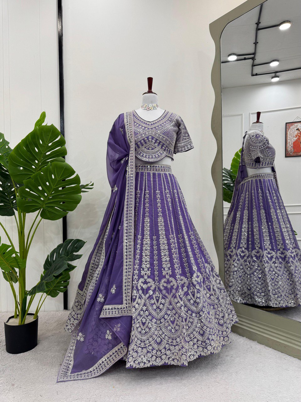 Luxurious Faux Georgette Lehenga Set with Coding Dori & Sequins Work, Embroidered Blouse & Designer Dupatta