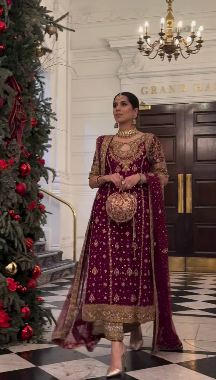 Rani Pink Heavy Faux Georgette Embroidered Suit Set – Fully Stitched