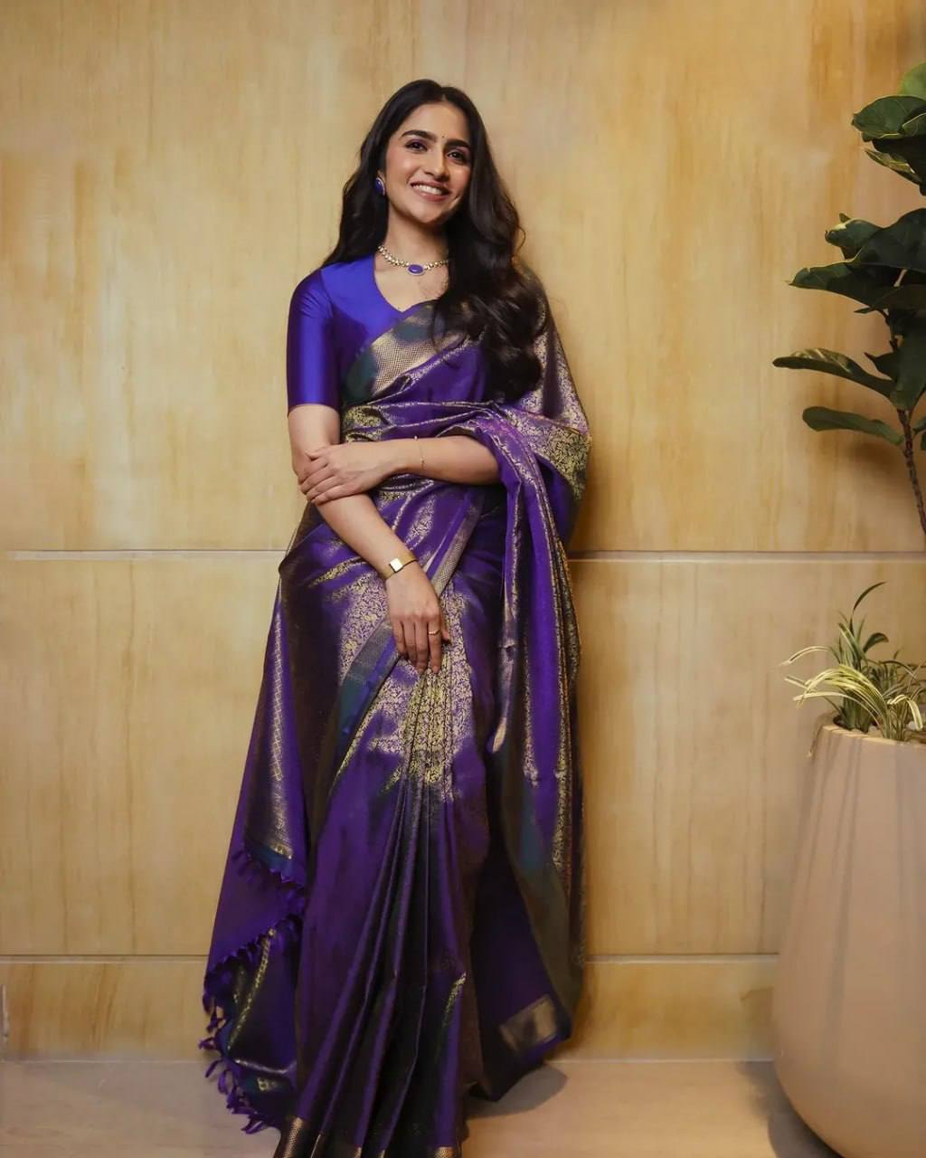 Royal Blue Soft Lichi Silk Saree with Rich Pallu & Jacquard Work