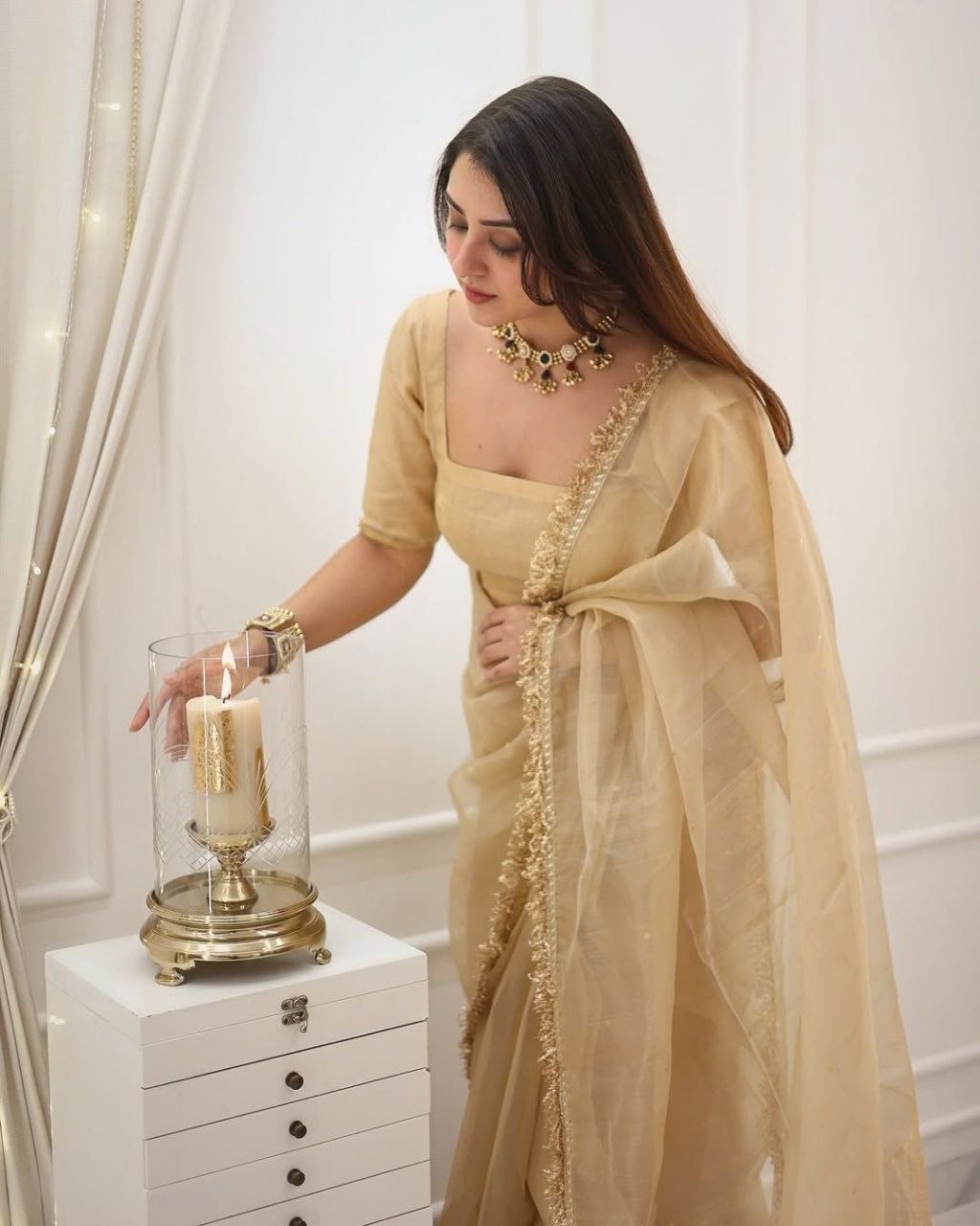Goldy Crazy Saree with Micro Inner and Matching Blouse
