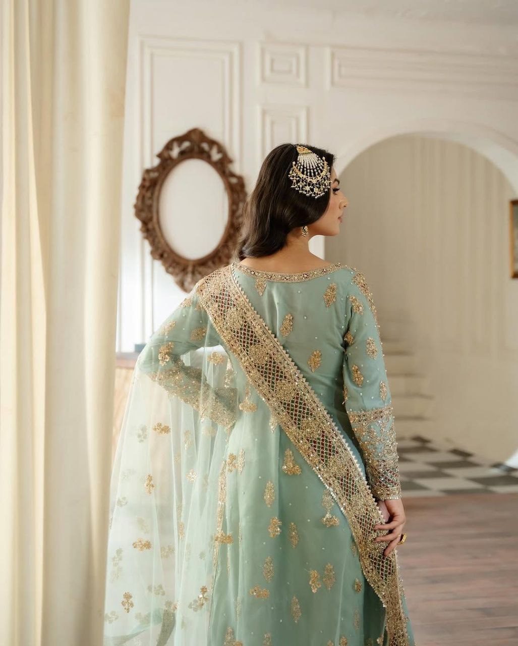 Heavy Fox Georgette Light Blue Sharara Suit with Codding Sequence Embroidery