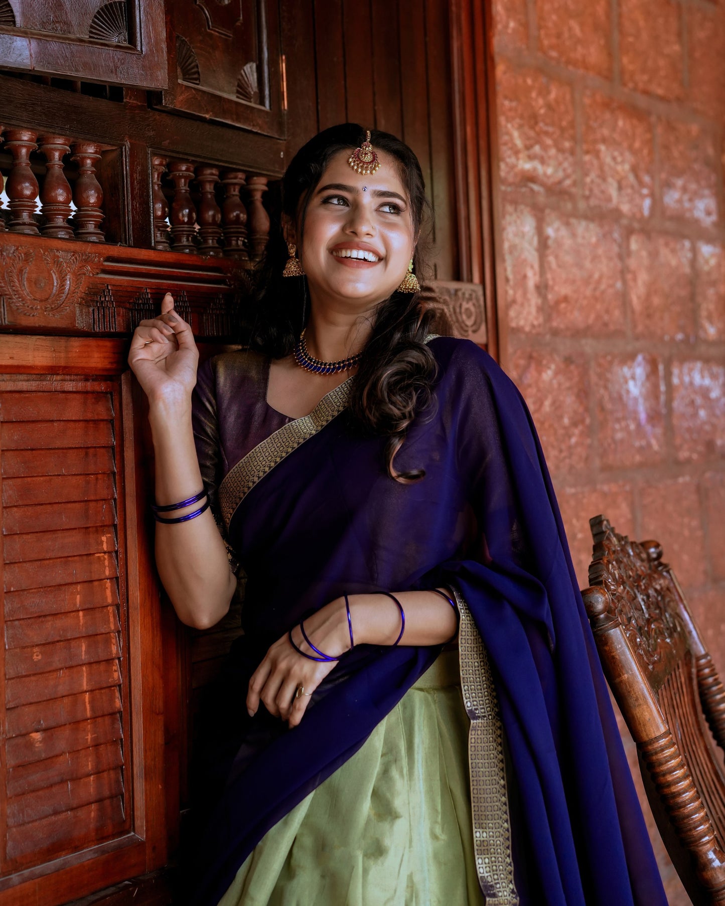 Kanchipuram Zari Weaving Lehenga Set with Georgette Lace Border Dupatta
