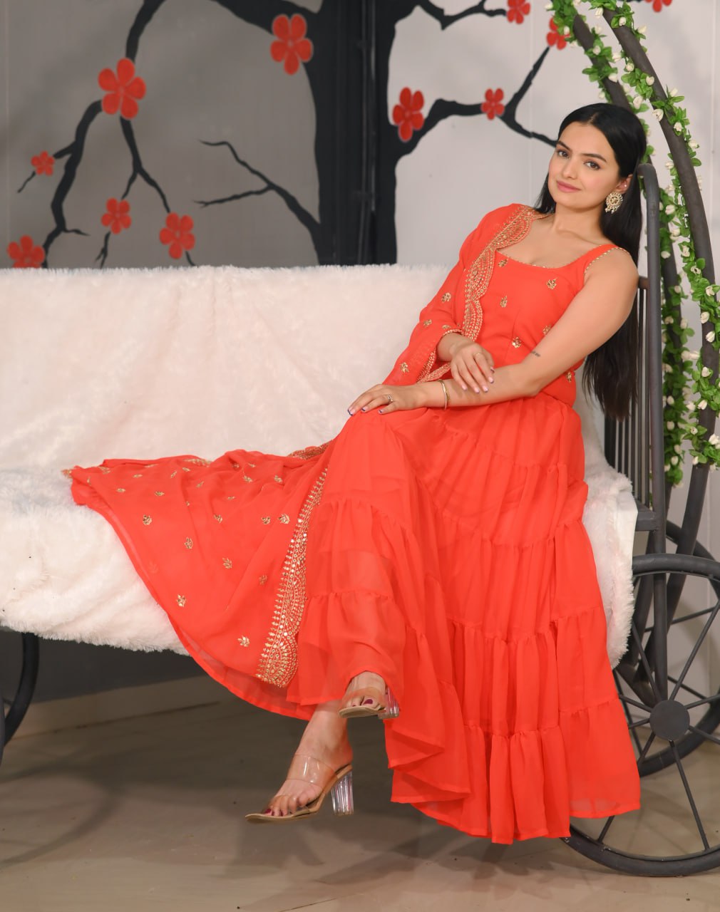 Sequence Embroidery Work Georgette Designer Party Wear Gown