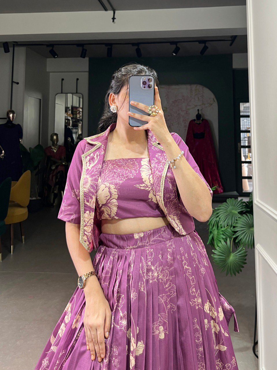 Purple Color Floral Printed Stylish Designer Lehenga choli