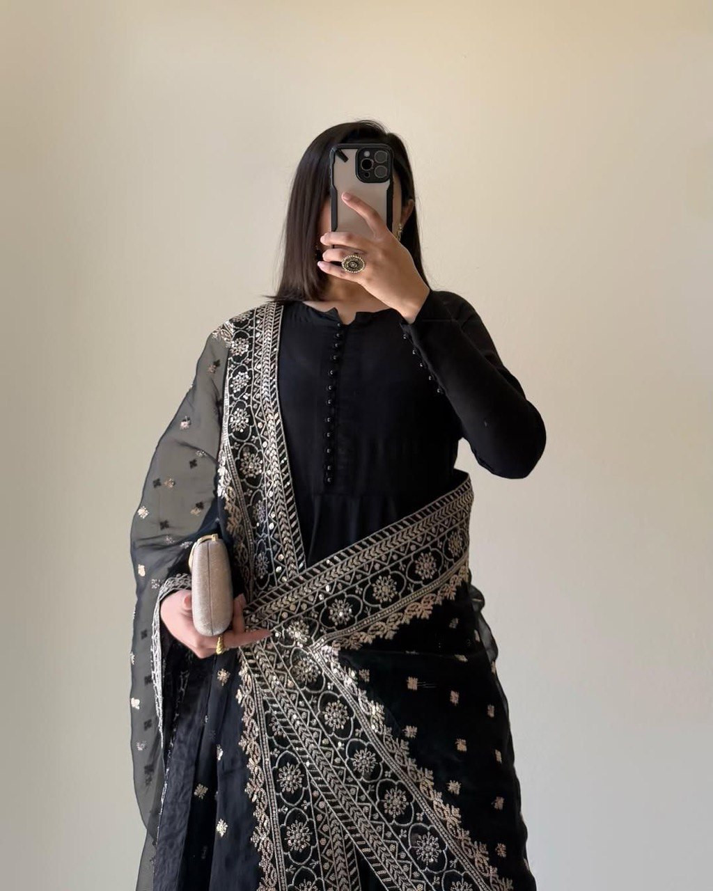 Elegant Chinon Silk Plain Suit Set with Soft Net Thread-Sequence Dupatta | Party Wear | Ethnic Fashion
